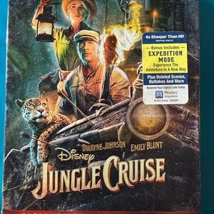 Disney Jungle Cruise Blu-ray with Orange and Blue Cover